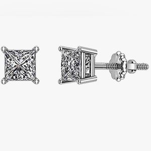 Sterling Silver Princess Cut Moissanite Earrings